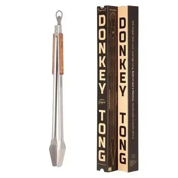 Donkey Tong 69cm stainless steel BBQ tongs with wooden handle, boxed, Cookin Stores kitchenware