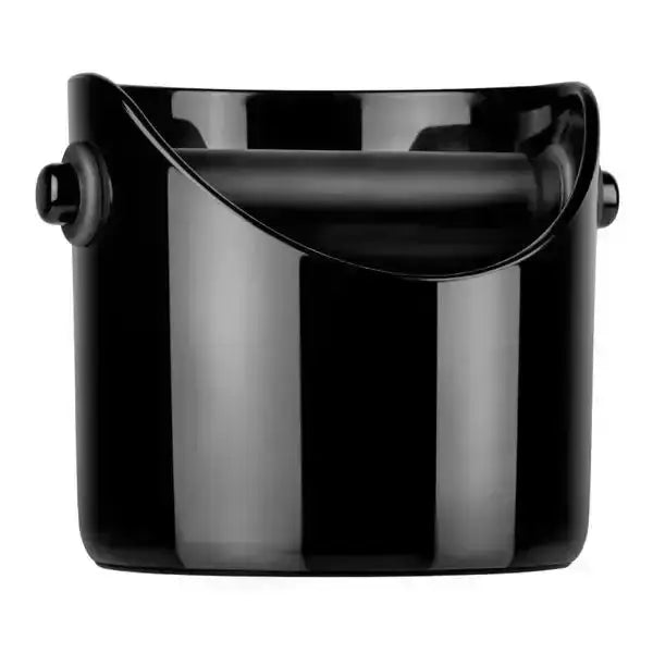 Black bucket with handles on a white background