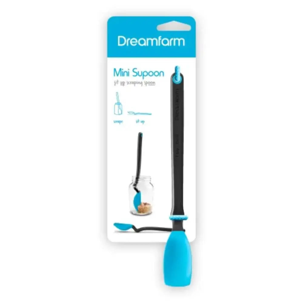 Dreamfarm Mini Supoon packaging with blue spoon on a white background