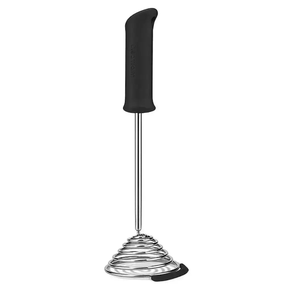 Dreamfarm Smood masher with black handle and stainless steel spiral base, premium kitchenware