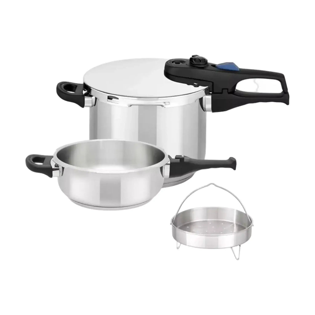 Pressure cooker set on a white background