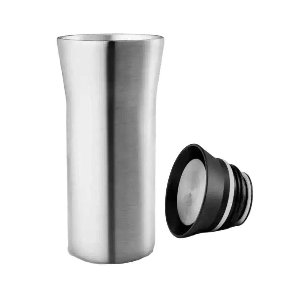 Eva Solo City To Go Cup 350ml stainless steel travel mug with lid on white background