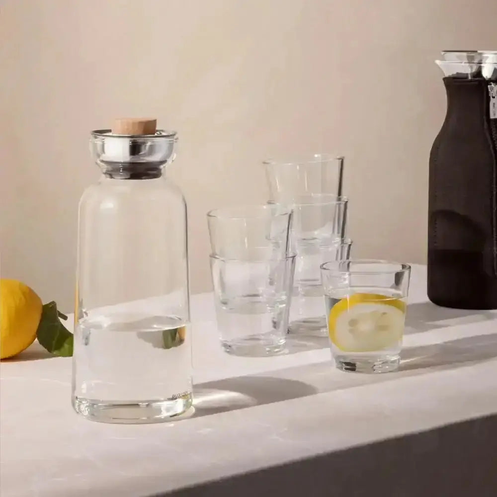 Eva Solo drinking tumblers set of 6 with carafe on a marble table at Cookin Stores