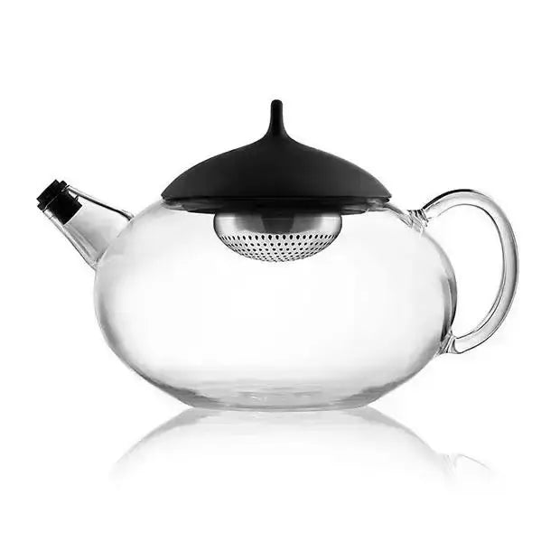 Modern glass teapot with black lid and infuser from Cookin Stores kitchenware collection