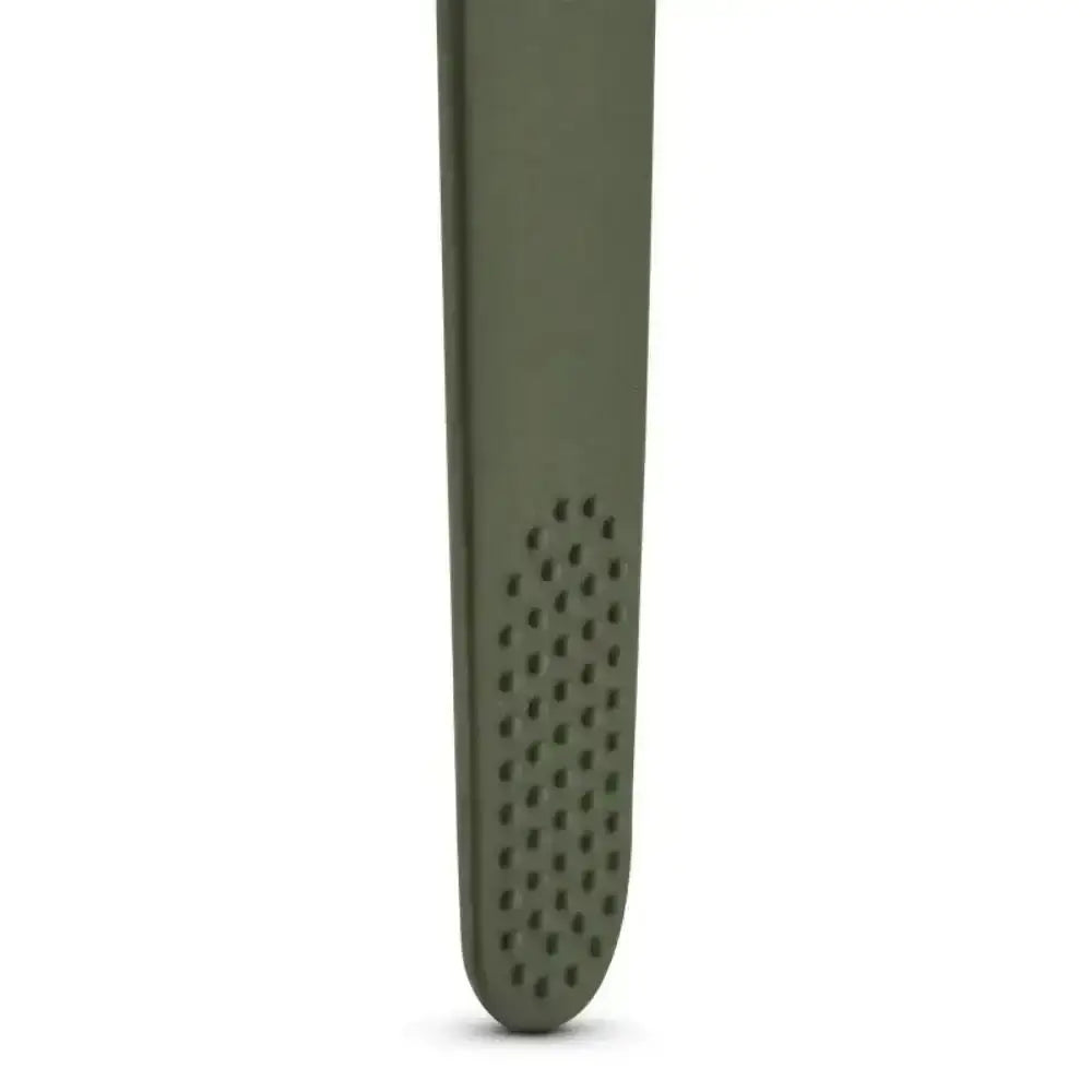 Close-up of green kitchen tweezer end with textured grip, premium kitchenware at Cookin Stores