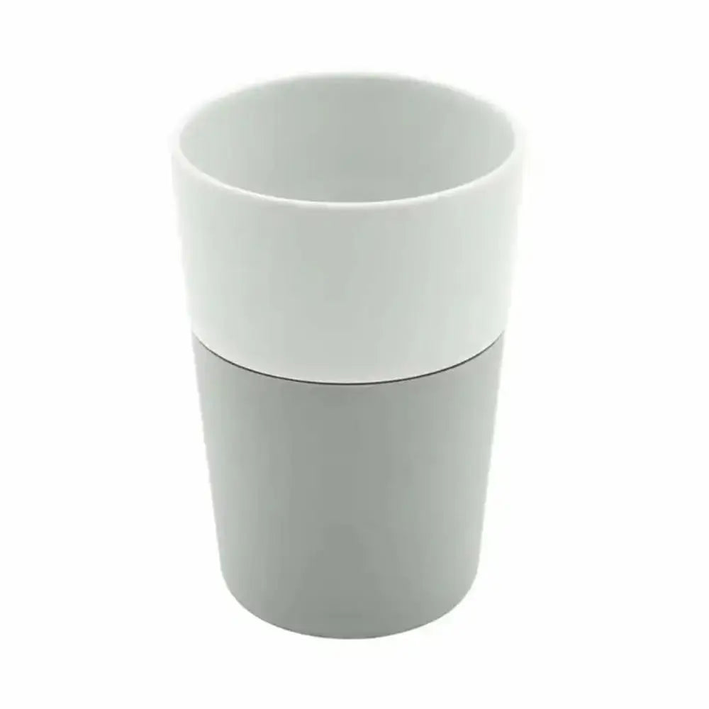 Two-toned white and gray cup on a white background