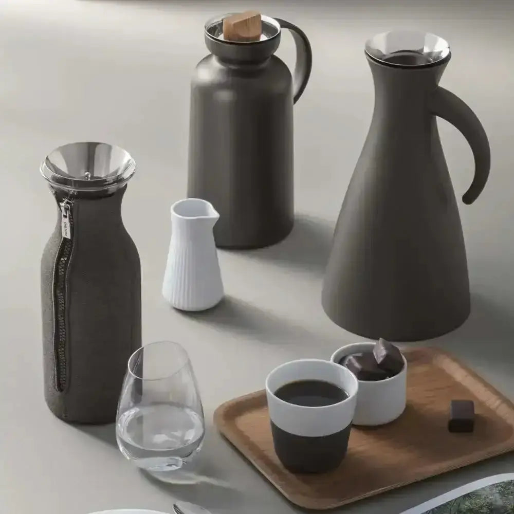 Eva Solo Lungo grey tumblers set of 2 on tray with modern coffee accessories, Cookin Stores