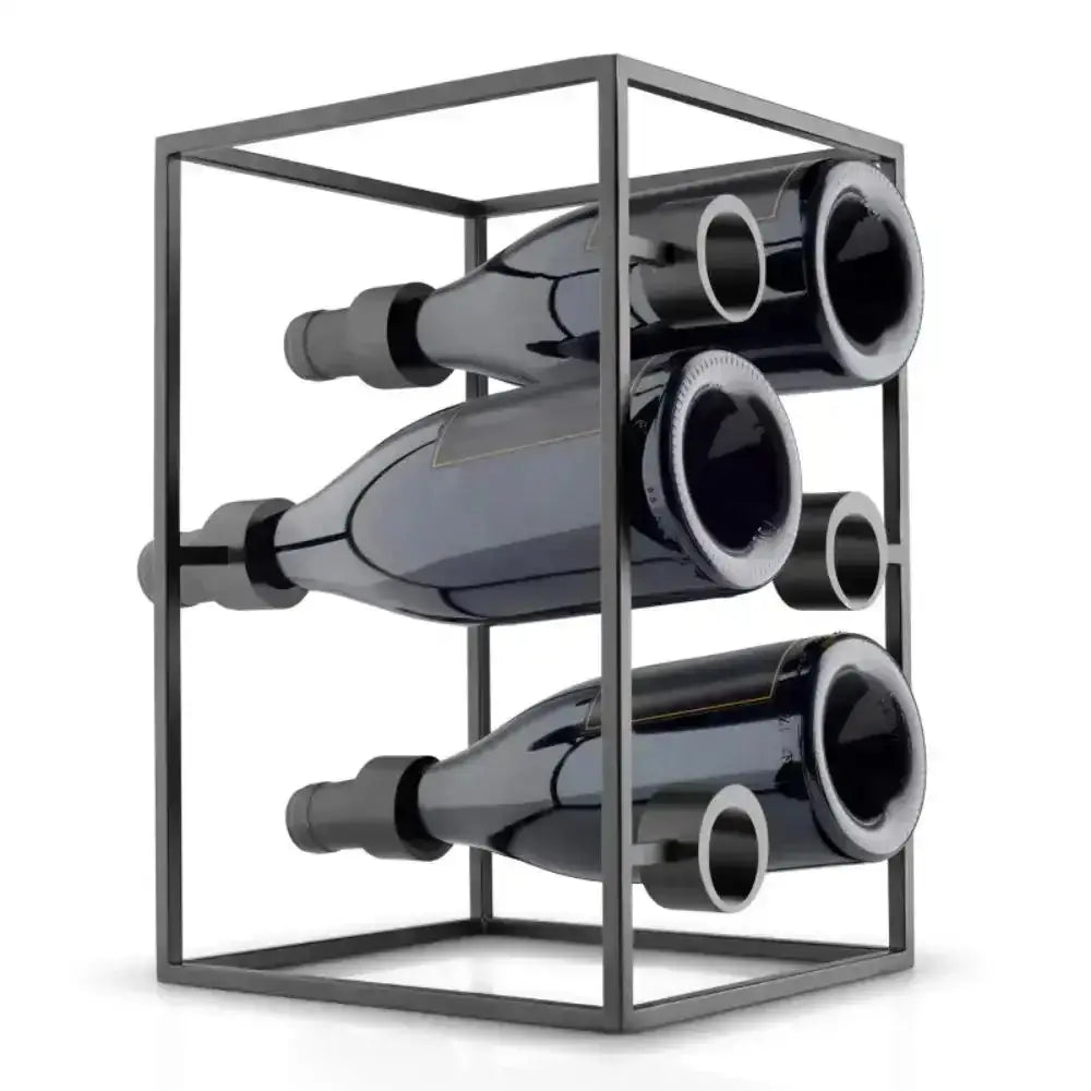 Nordic metal wine rack holding four wine bottles, modern kitchenware from Cookin Stores.