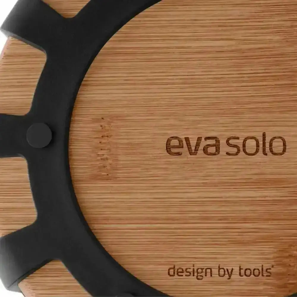 Eva Solo Nordic bread basket close-up with bamboo base and black rim at Cookin Stores