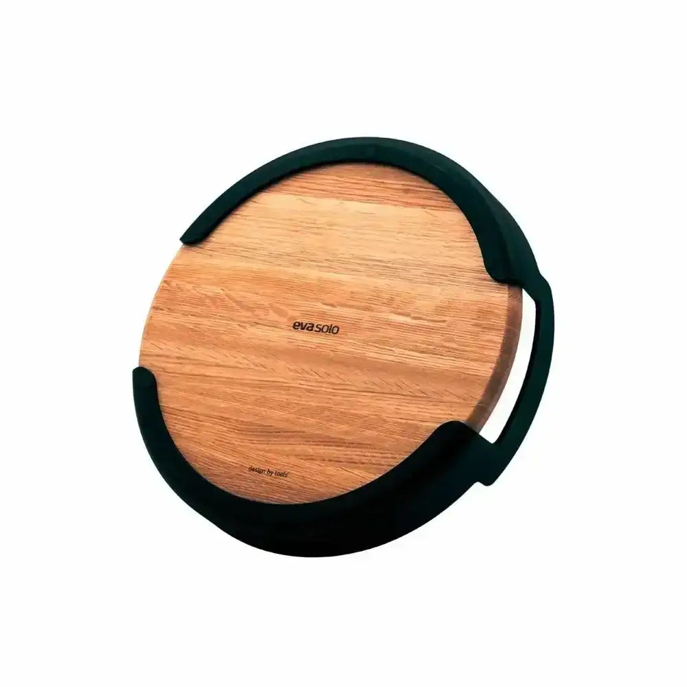Eva Solo Nordic round oak serving tray with black handles, premium kitchenware at Cookin Stores