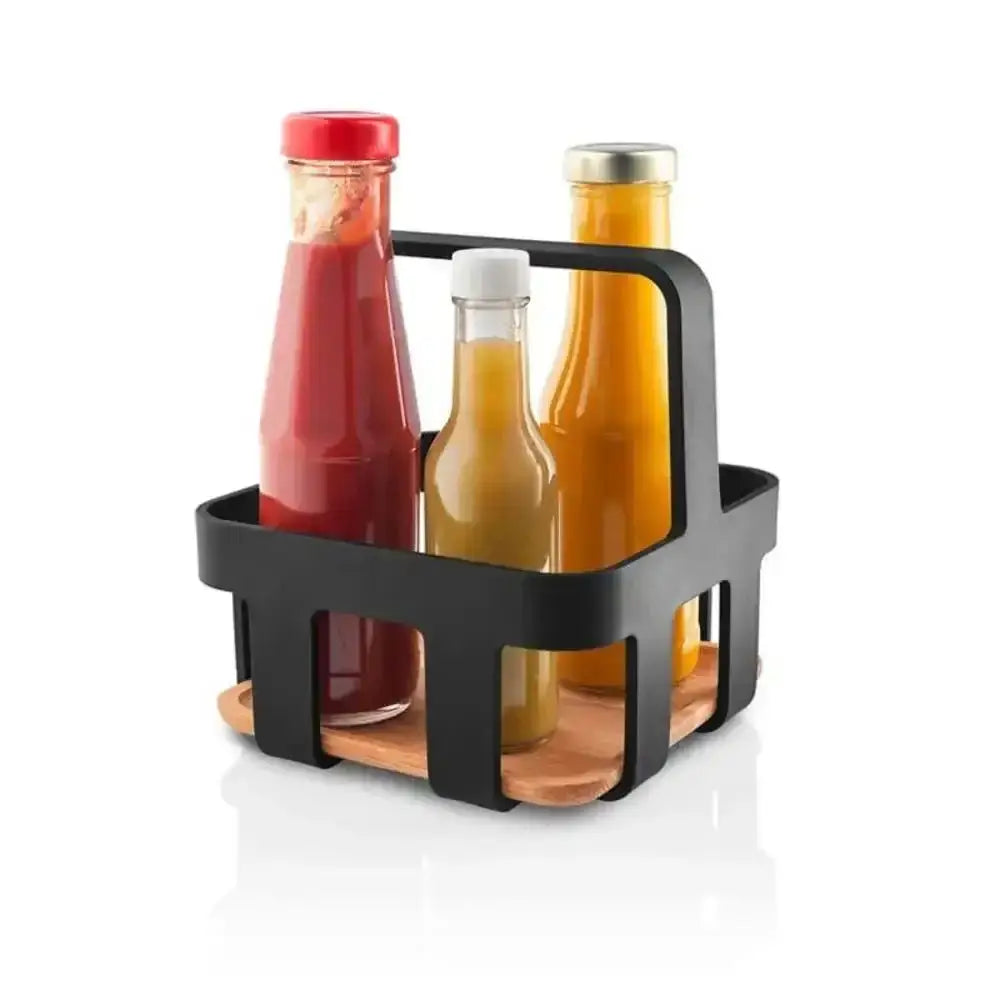 Eva Solo Nordic Table Caddy on white background holding condiment bottles, Cookin Stores kitchenware