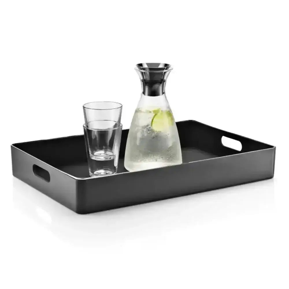 Eva Solo black serving tray with handles, glass carafe and tumbler, Cookin Stores kitchenware