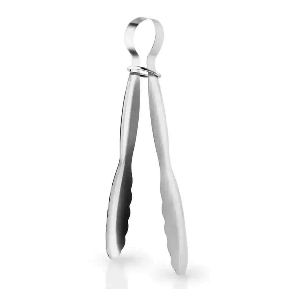 Metallic tongs on a white background