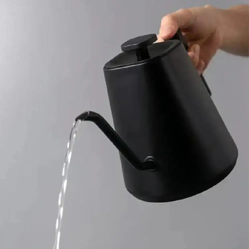 Black electric pour over kettle with gooseneck spout pouring water, Cookin Stores kitchenware
