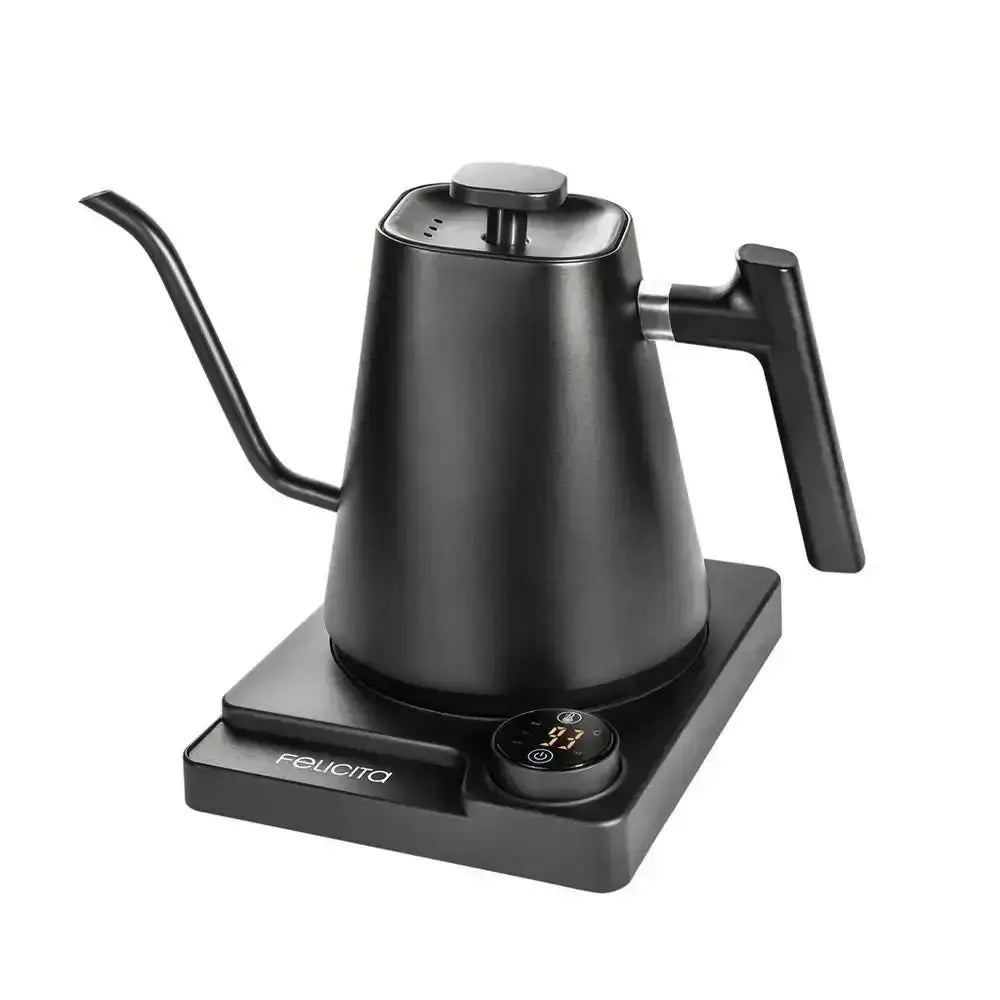 Felicita Square electric pour over kettle in matte black with digital base, premium kitchenware at Cookin Stores