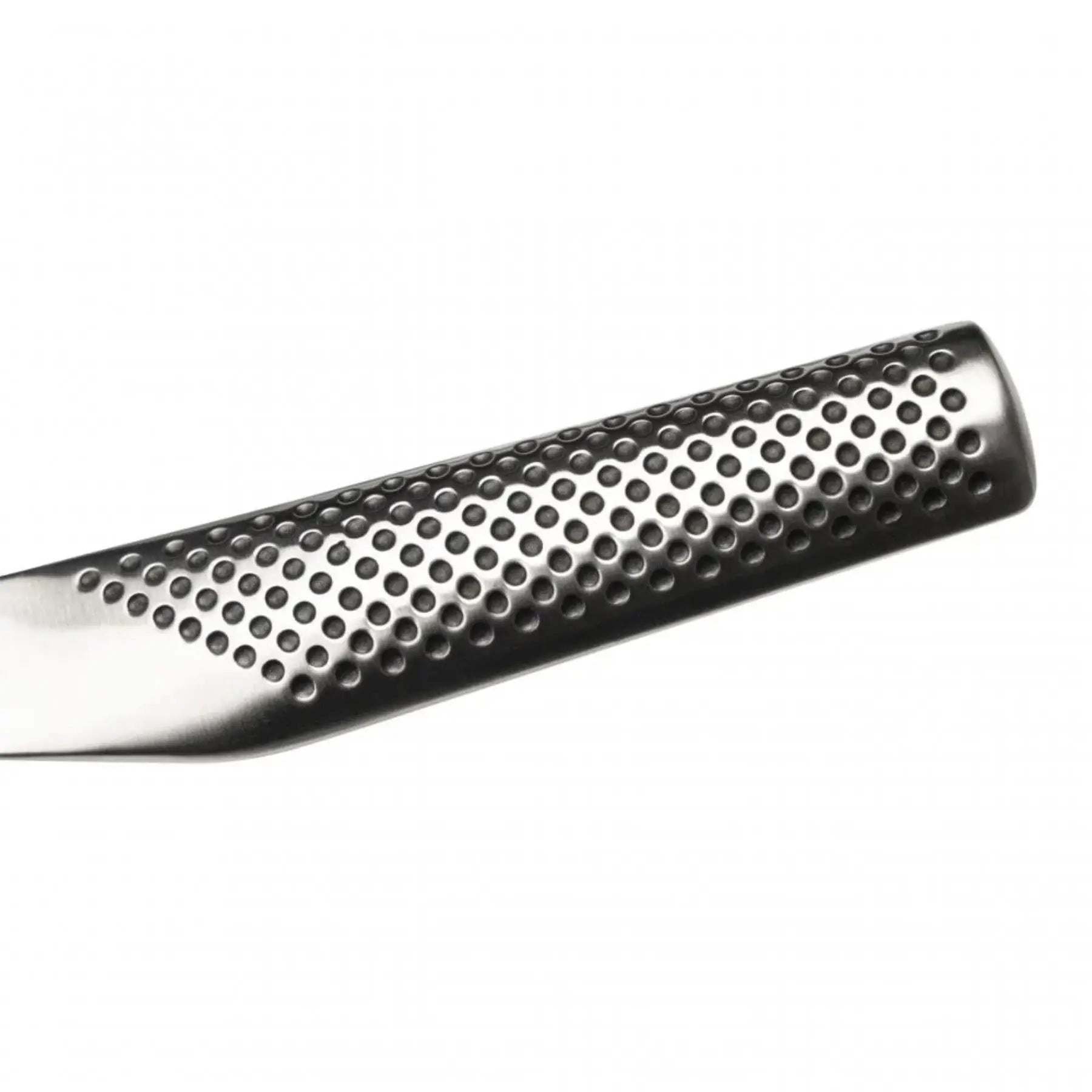 Metallic object with a textured surface on a white background