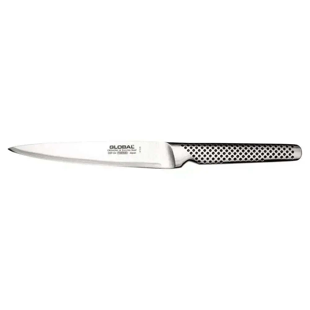 Knife with a perforated handle on a white background