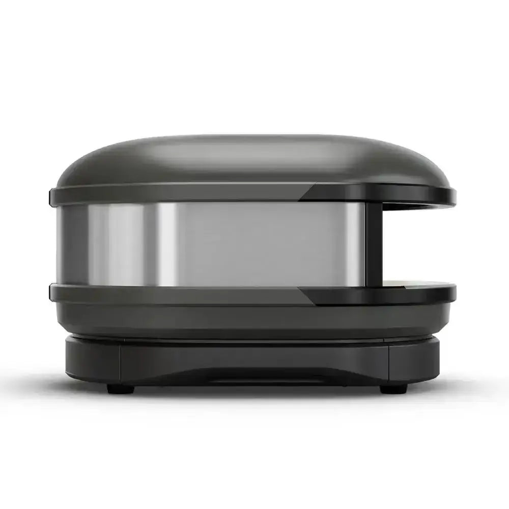 Black and silver compact electric air fryer with sleek modern design for outdoor cooking by gozney arc 14 pizza oven