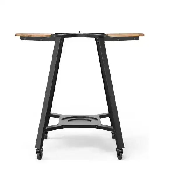 Gozney Arc XL pizza oven stand with side shelves and wheels, black metal frame by Cookin Stores