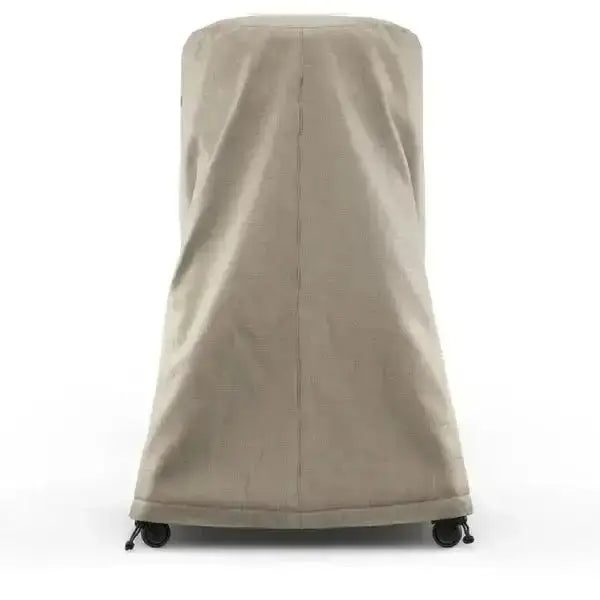 Outdoor pizza oven stand covered in beige protective fabric, Cookin Stores kitchenware