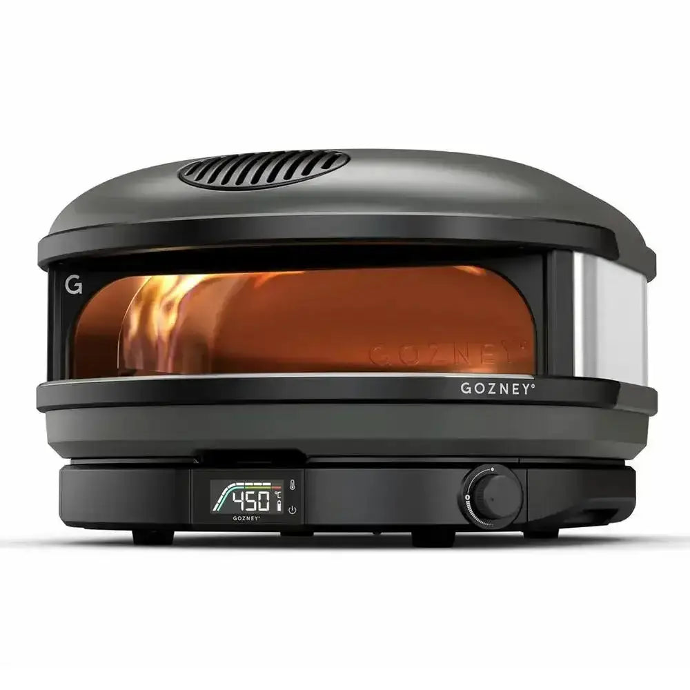 Gozney Arc XL 16-inch compact black outdoor pizza oven with digital temperature display