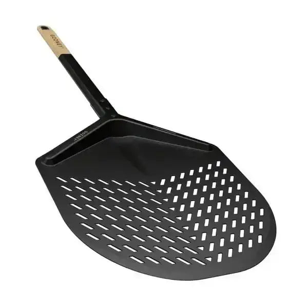Gozney Balance 30cm perforated pizza peel with black metal blade and wooden handle, premium kitchenware at Cookin Stores