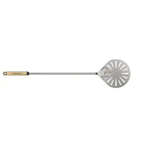 Gozney Balance Turning Peel pizza tool with slotted stainless steel head and wooden handle, Cookin Stores kitchenware