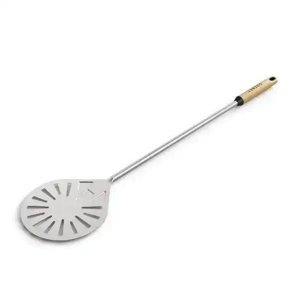 Gozney Balance Turning Peel pizza tool with stainless steel slotted head and wooden handle