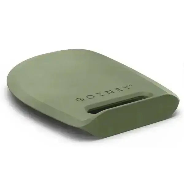 Gozney pizza dough scraper in olive green on white background, premium kitchenware at Cookin Stores