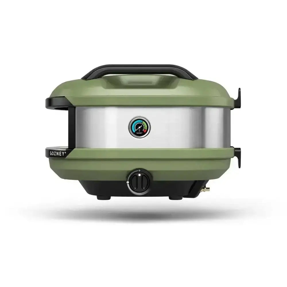 Gozney Tread olive portable outdoor pizza oven with built-in thermometer, Cookin Stores