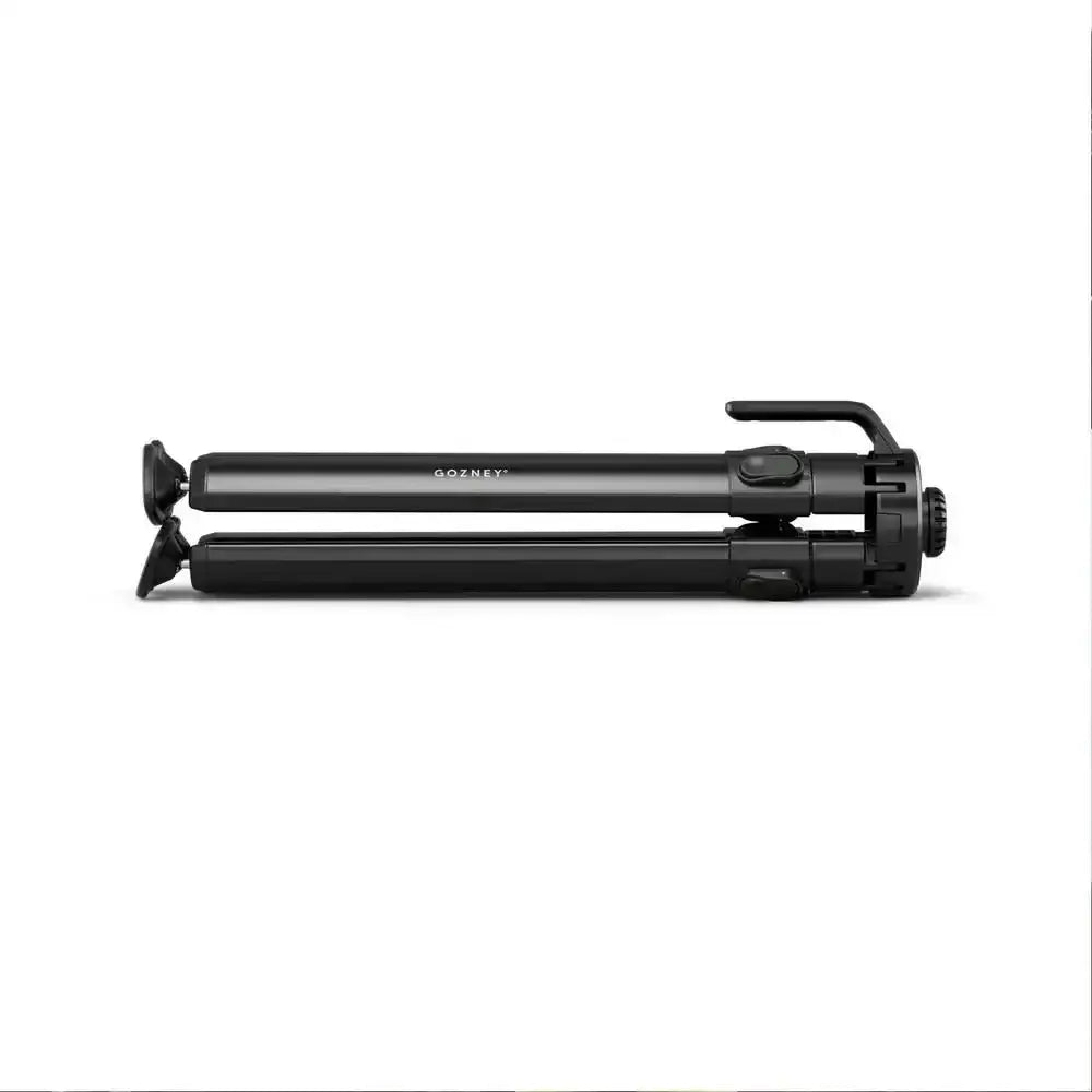Gozney Tread Venture Stand folded, black portable tripod on white background from Cookin Stores