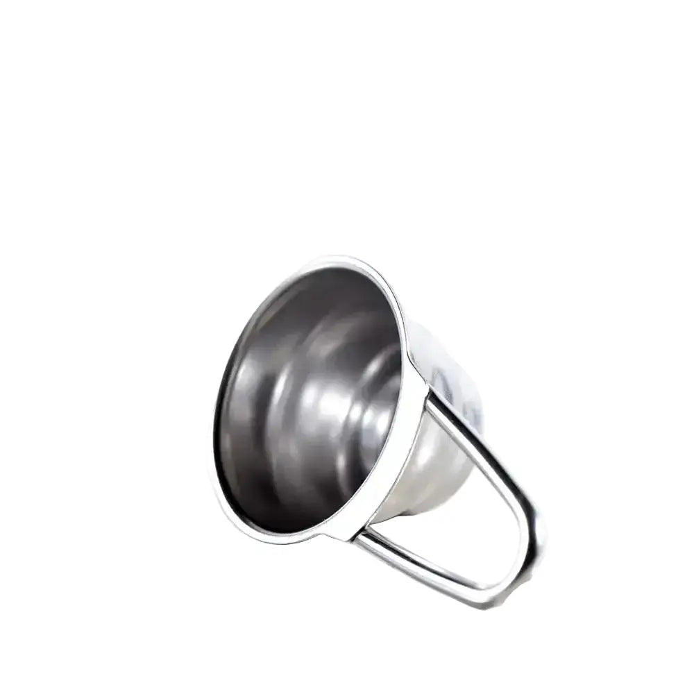 Stainless steel measuring spoon on a white background