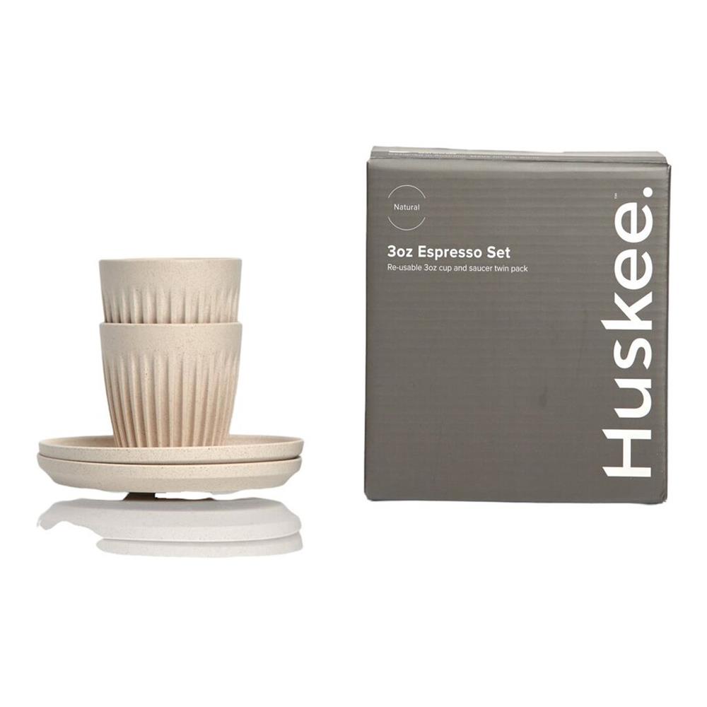 Huskee Natural Espresso Cup and Saucer 90ml Set of 2