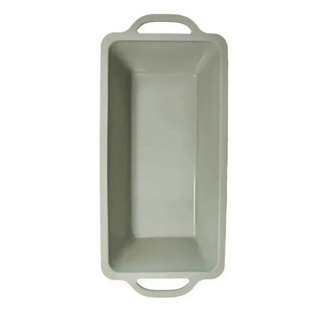 Rectangular baking pan with handles on a white background