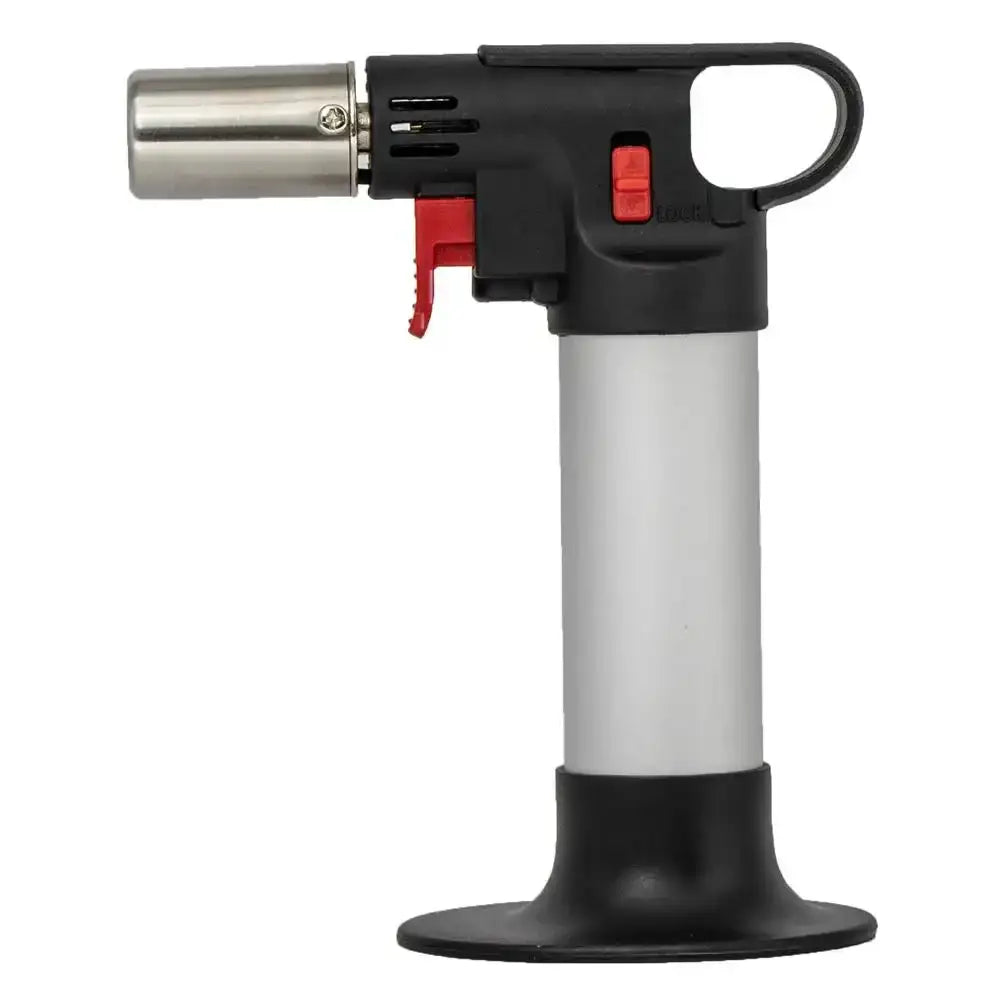 Professional chef's blow torch with silver barrel and black handle, premium kitchenware at Cookin Stores.