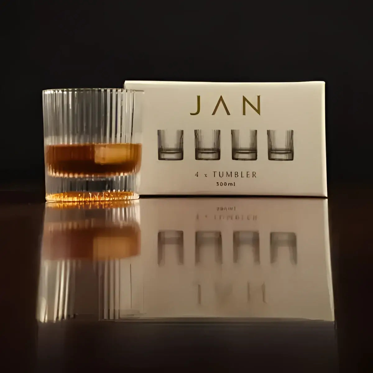 Jan Hendrik Allure Tumbler Glass 300ml set of 4 on table, premium kitchenware at Cookin Stores