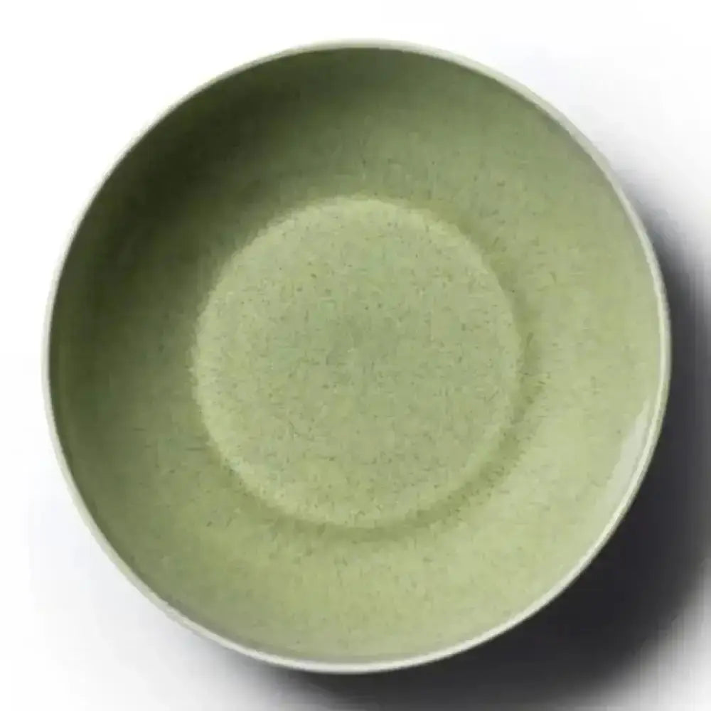 Green ceramic plate on a white background