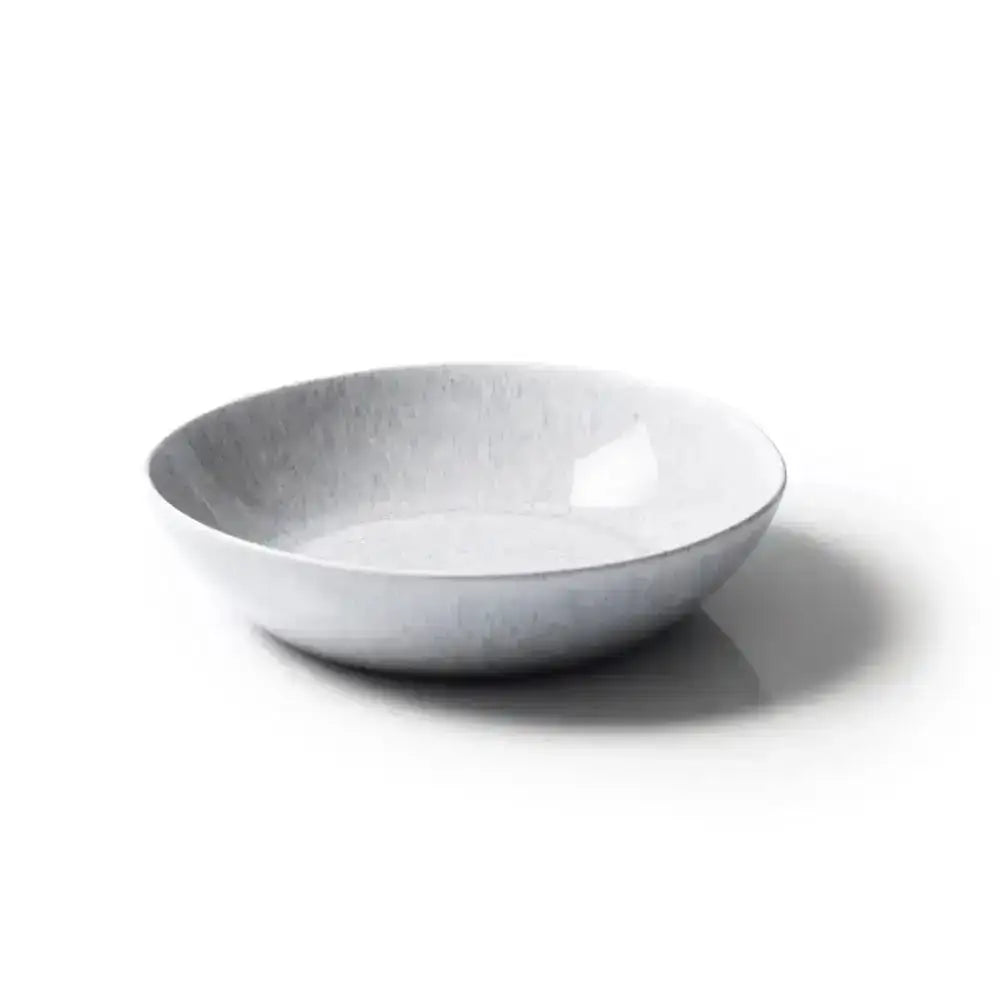 Grey ceramic bowl on a white background