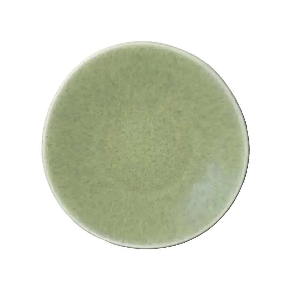 Green ceramic plate on a white background