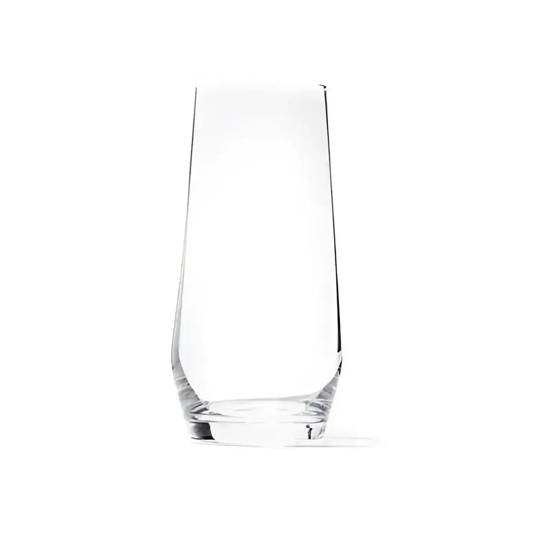 Clear glass tumbler on a white background