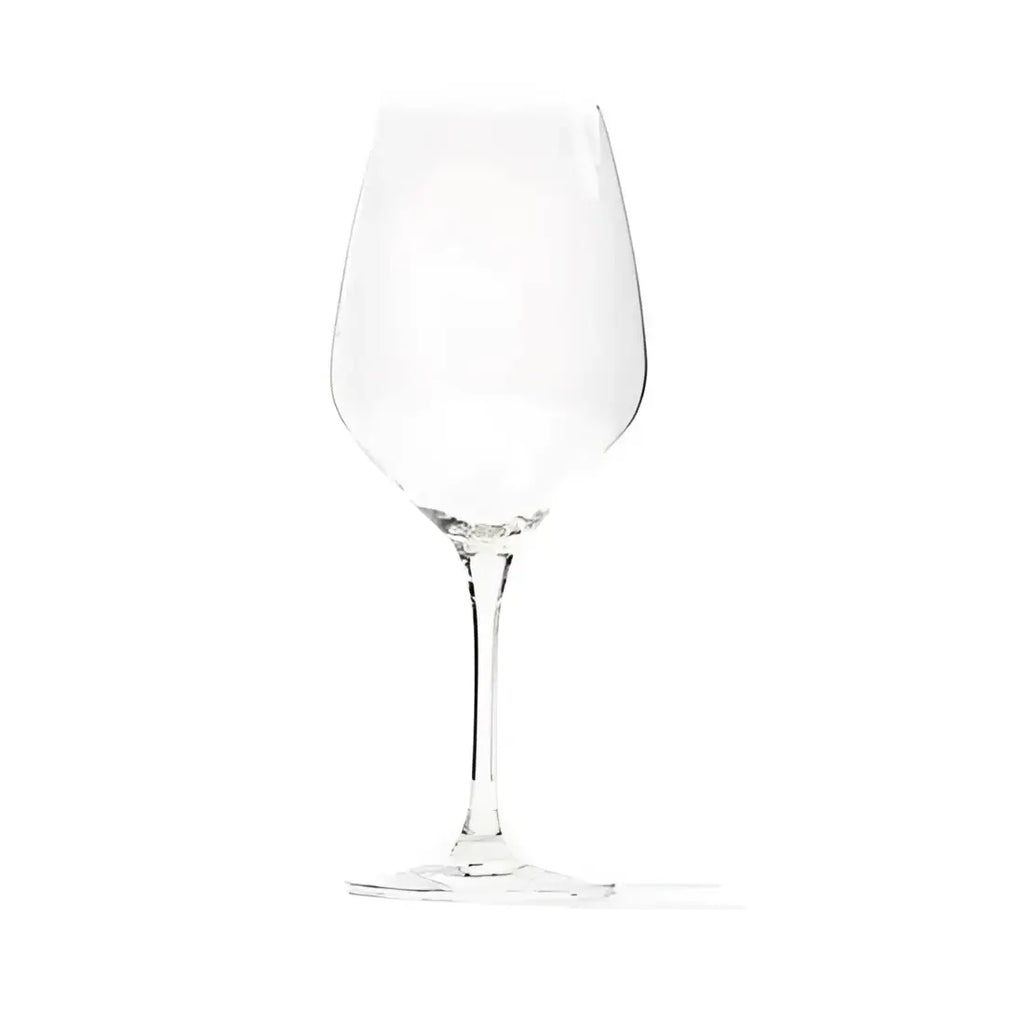 Clear wine glass on a white background
