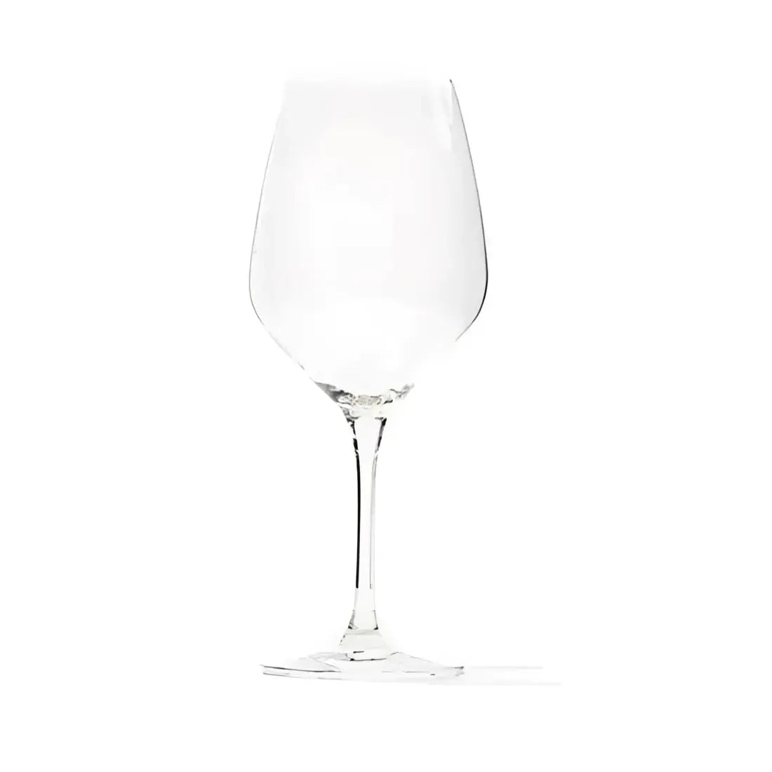 Clear wine glass on a white background