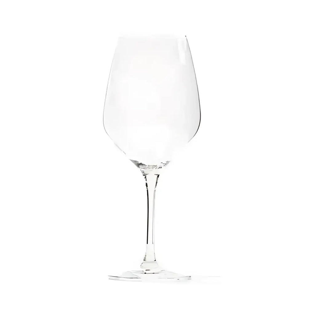 Clear wine glass on a white background