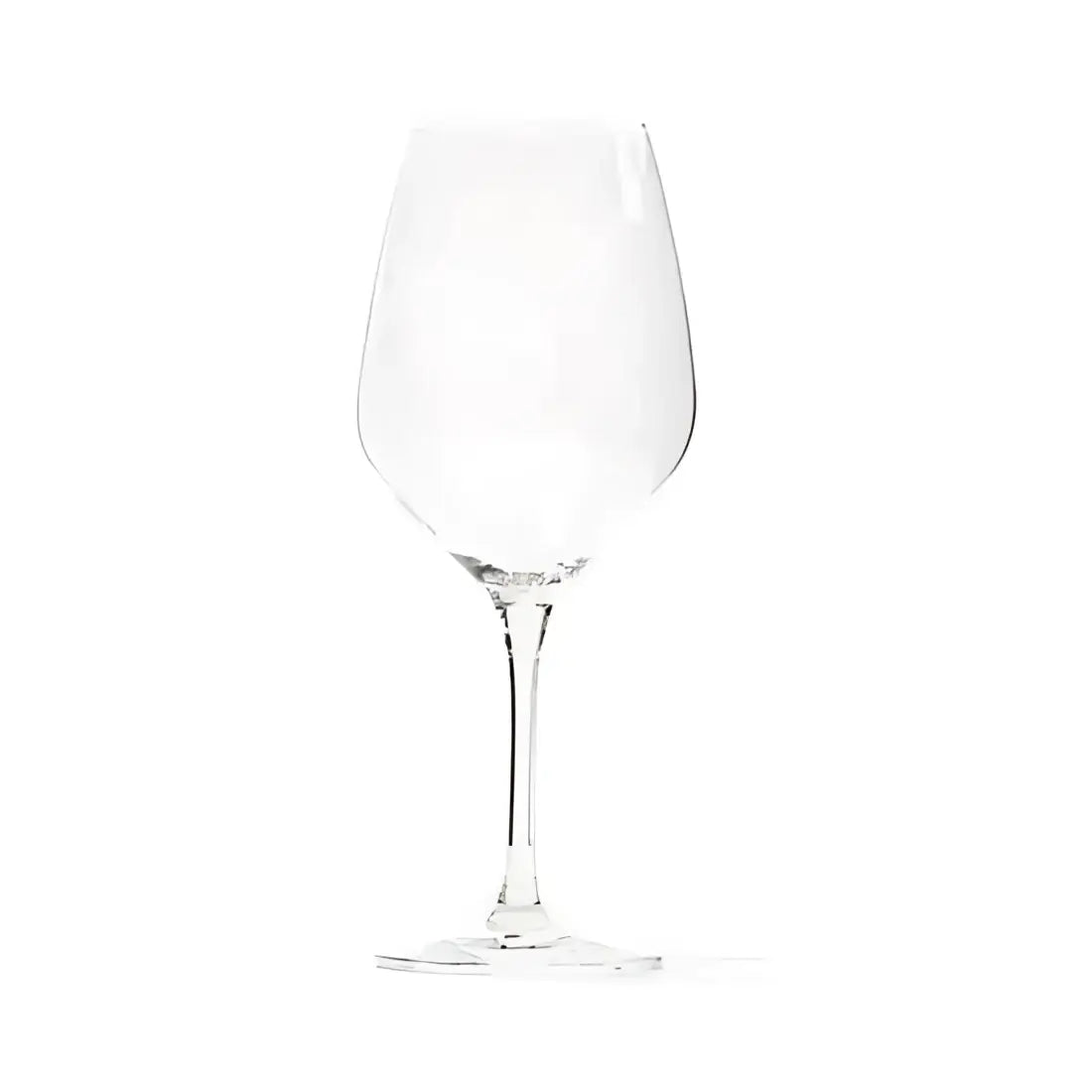 Clear wine glass on a white background