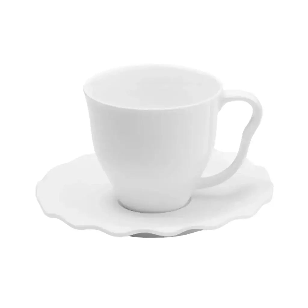 Espresso cup and saucer set on white background