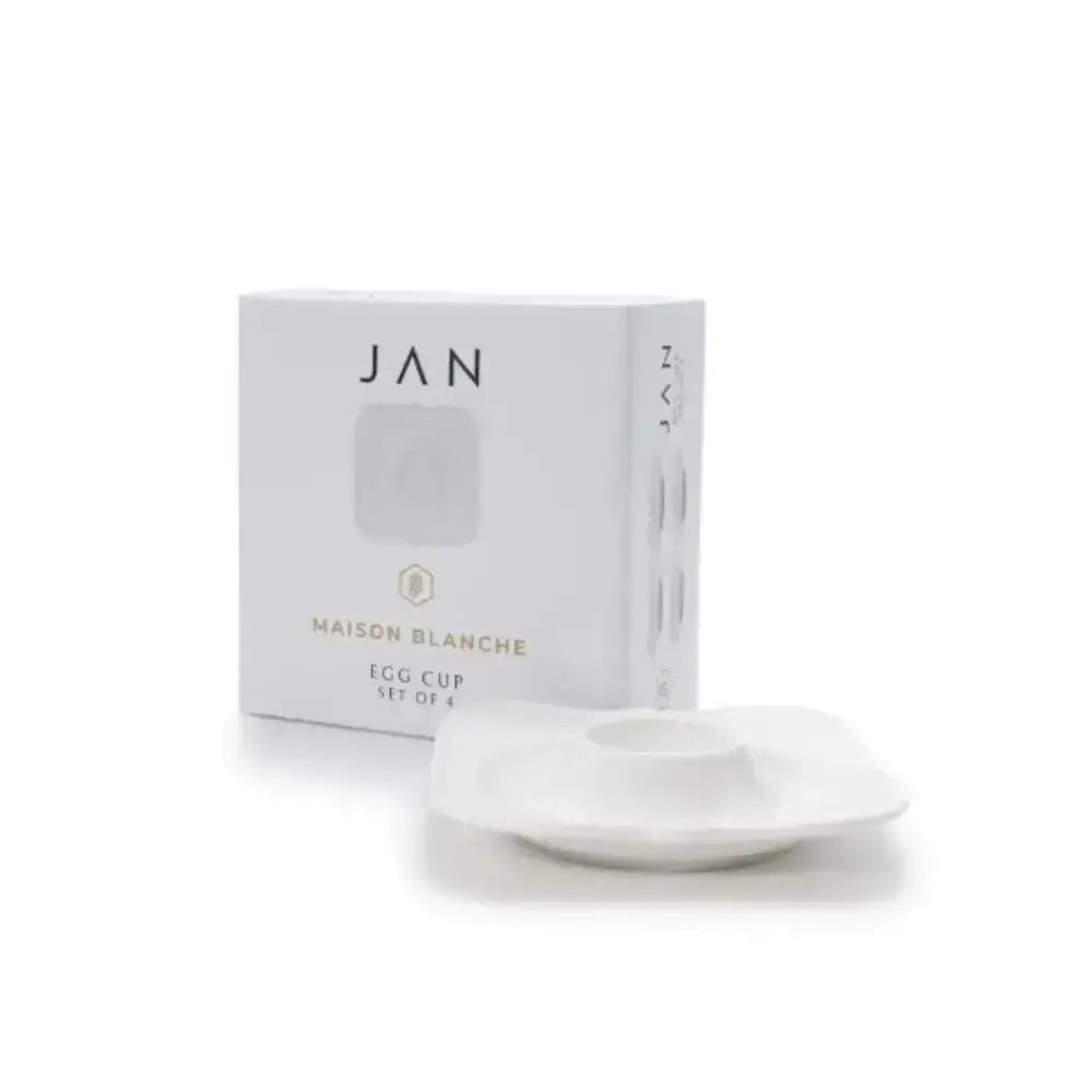 White egg cup with packaging labeled 'MAISON BLANCHE' on a white background