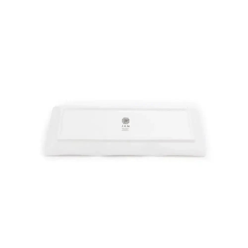 White towel with a brand logo on a white background
