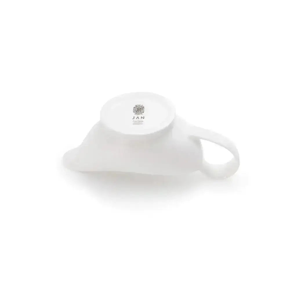 White ceramic teapot with lid on a white background