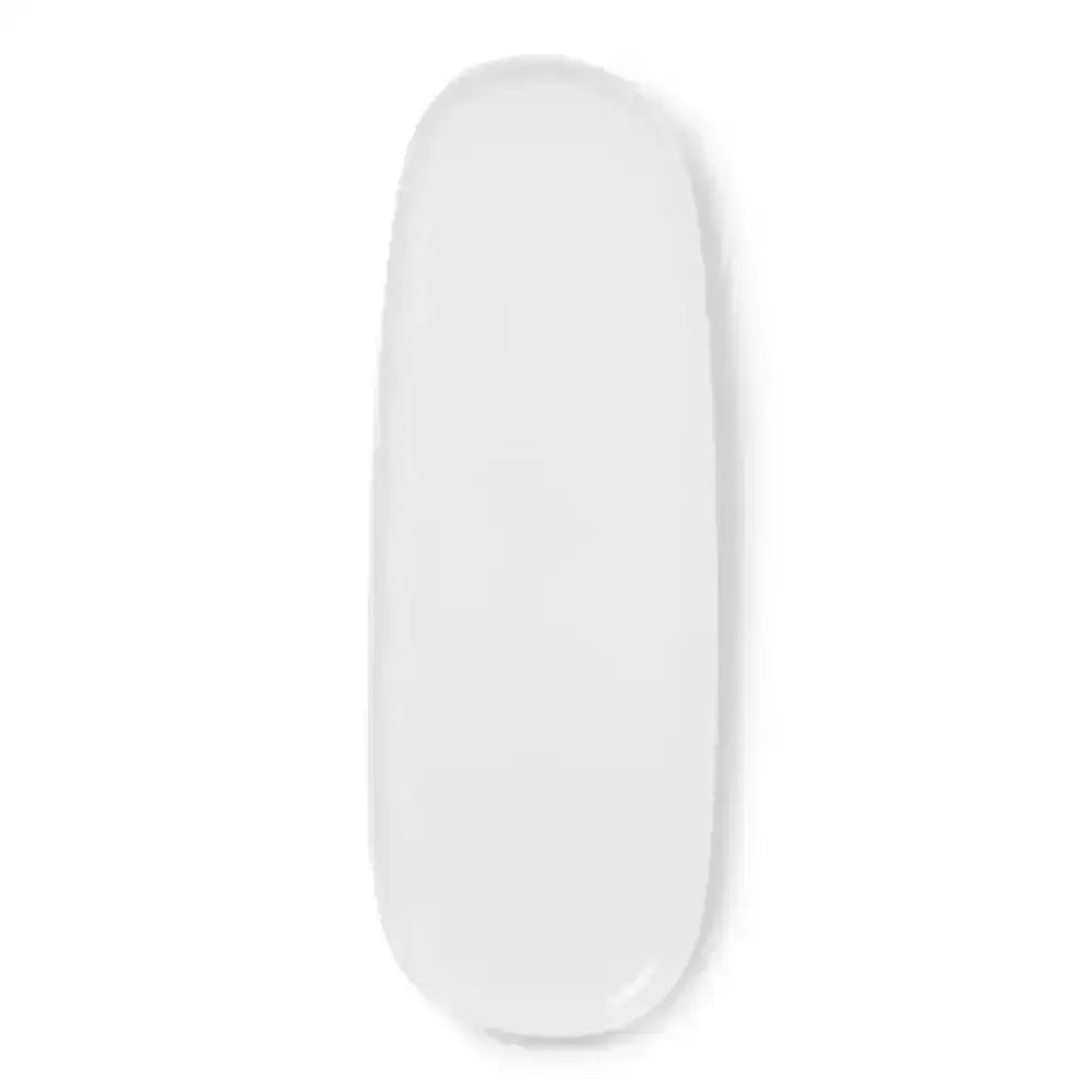 White oval object on a light gray background