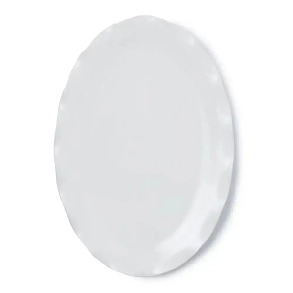 White oval platter on a white background